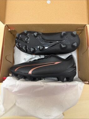 Puma Kids Black Soccer Cleats with Rose Gold Stripe